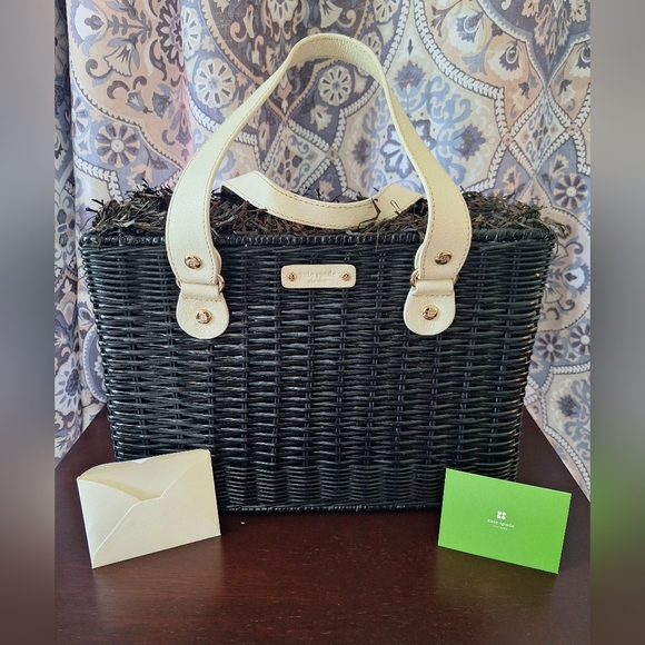 kate spade Handbags - NWT Vintage Kate Spade Black and White Wicker Tote